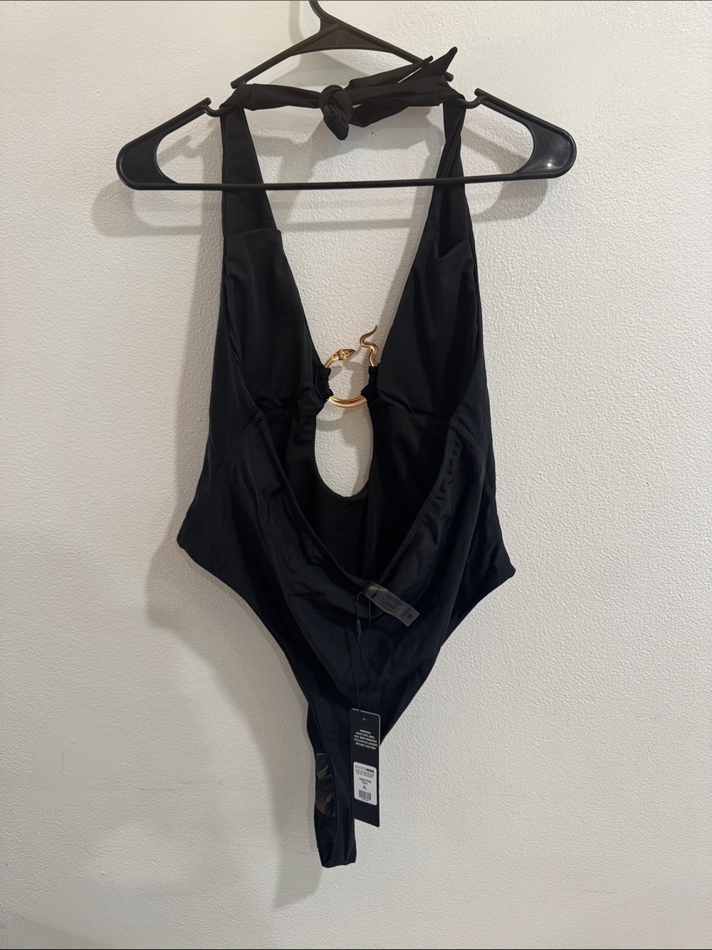 Fashion Nova Black One-Piece Golden Snake Swimsuit size XL - Picture 5 of 5